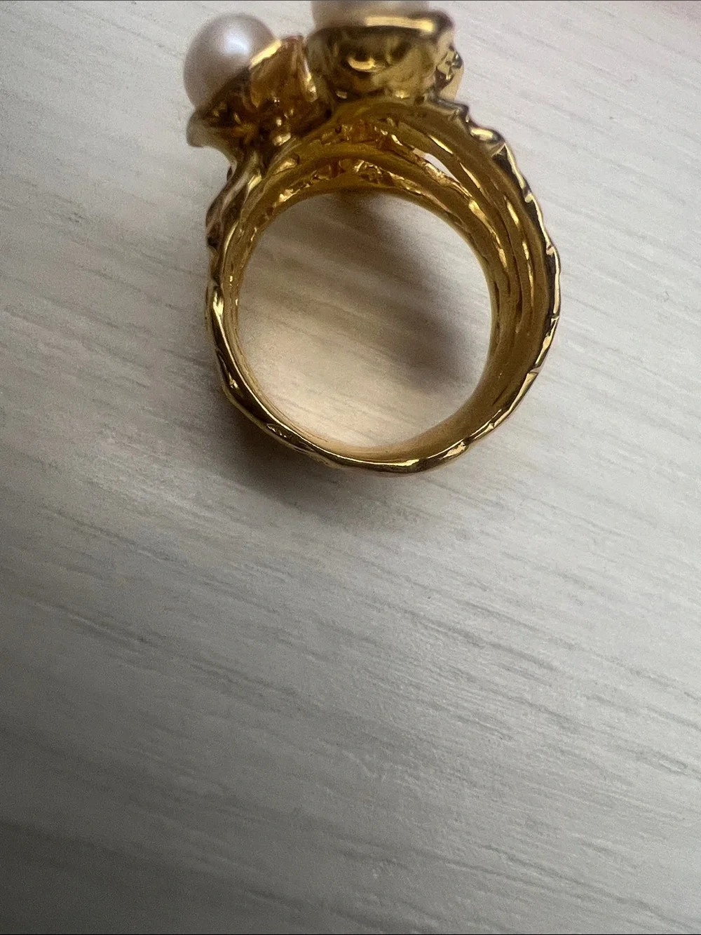 Gold freshwater Pearl Cluster Ring - White freshwater Pearls